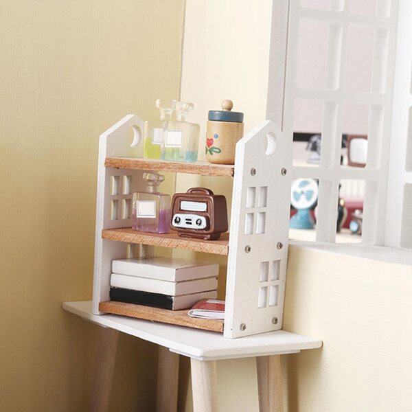 Geschenkminiatur 3 Holzregale für Puppenhaus im Maßstab 1:12