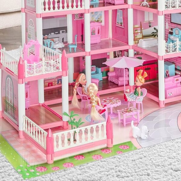 Grande casa delle bambole con mobili e accessori XL per bambini creativi