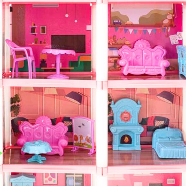 Grande casa delle bambole con mobili e accessori XL per bambini creativi