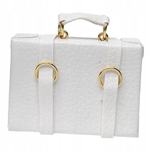 Miniatura Borsa in Pelle per Casa delle Bambole Scala 1:12 Bianco 4,5x4x2 cm