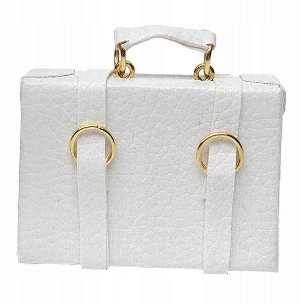 Miniatura Borsa in Pelle per Casa delle Bambole Scala 1:12 Bianco 4,5x4x2 cm