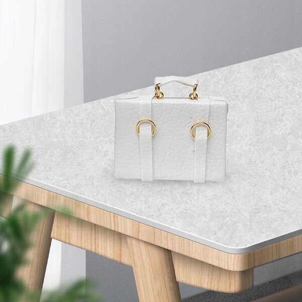 Miniatura Borsa in Pelle per Casa delle Bambole Scala 1:12 Bianco 4,5x4x2 cm