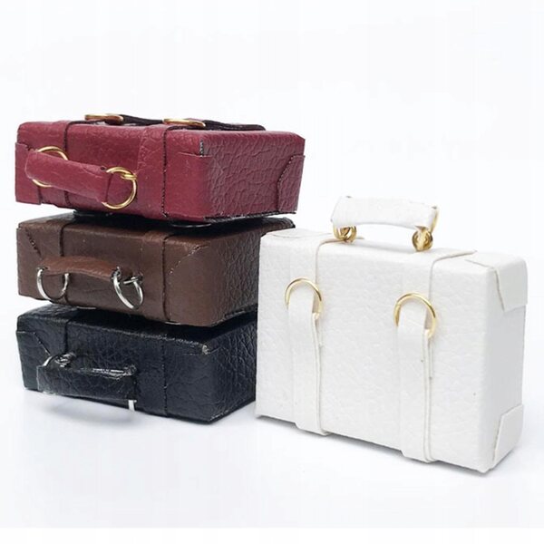 Miniatura Borsa in Pelle per Casa delle Bambole Scala 1:12 Bianco 4,5x4x2 cm