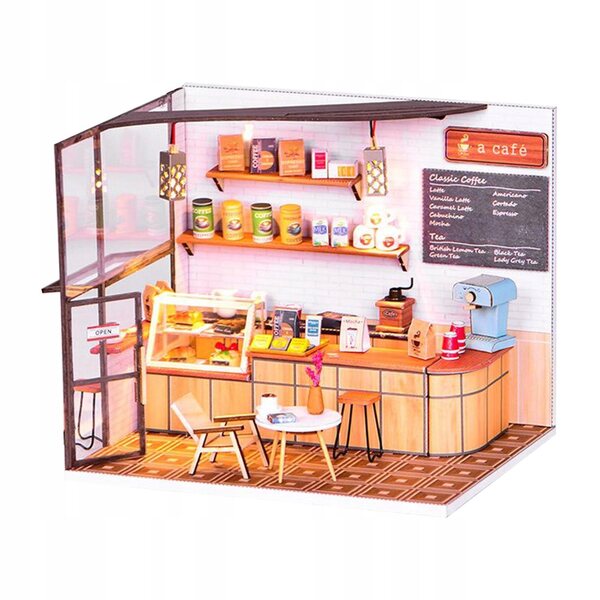 Dolity DIY Casa delle Bambole in Legno con Mobili e Illuminazione LED, Kit Fai-da-Te
