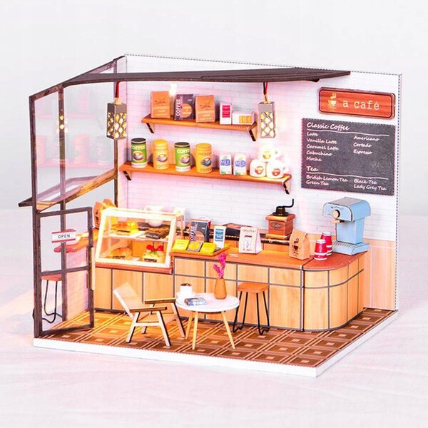 Dolity DIY Casa delle Bambole in Legno con Mobili e Illuminazione LED, Kit Fai-da-Te
