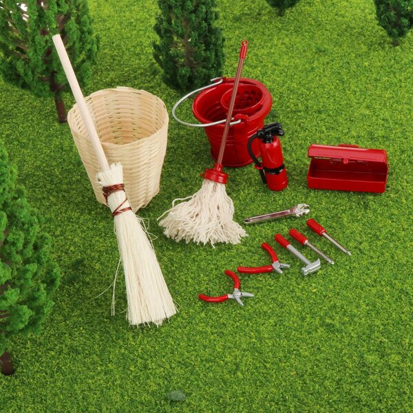 Set 12 Miniature Strumenti da Giardino per Casa delle Bambole Scala 1:12