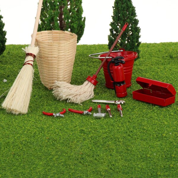 Set 12 Miniature Strumenti da Giardino per Casa delle Bambole Scala 1:12