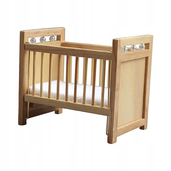 Letto miniatura in legno per casa delle bambole scala 1:12, design vintage