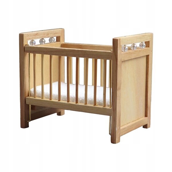 Letto miniatura in legno per casa delle bambole scala 1:12, design vintage