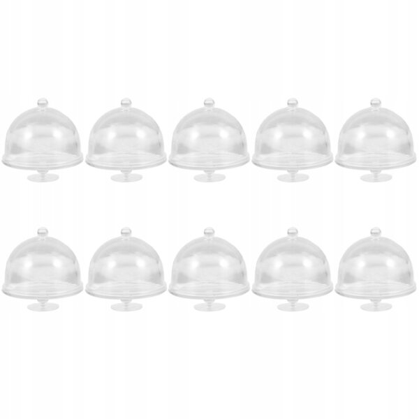 Lot de 20 mini assiettes en plastique avec couvercle pour maisons de poupées transparentes
