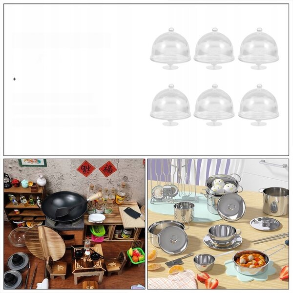 Lot de 20 mini assiettes en plastique avec couvercle pour maisons de poupées transparentes