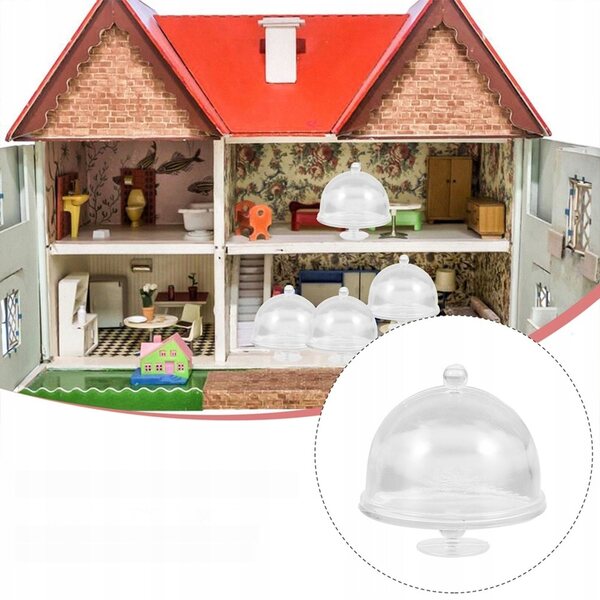 Lot de 20 mini assiettes en plastique avec couvercle pour maisons de poupées transparentes