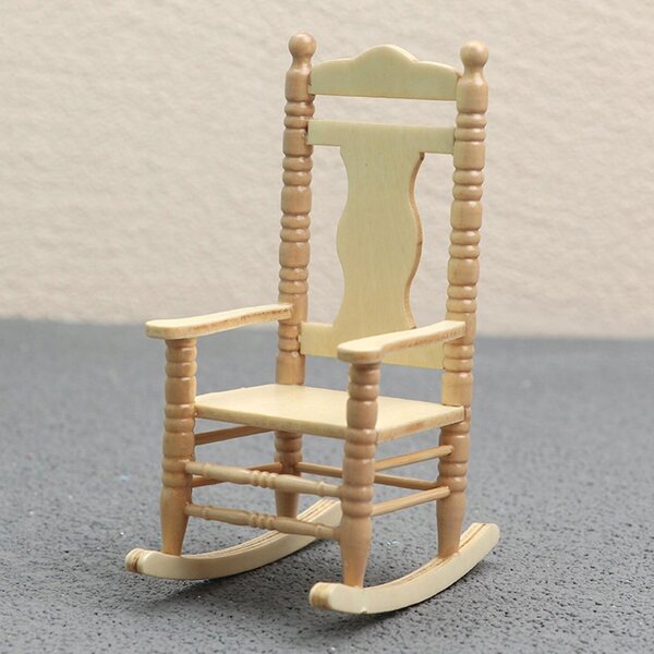 Mini dometto per bambole in legno con sedia a dondolo 1:12 per decorazione