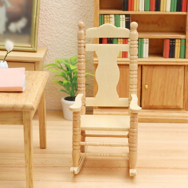 Mini dometto per bambole in legno con sedia a dondolo 1:12 per decorazione