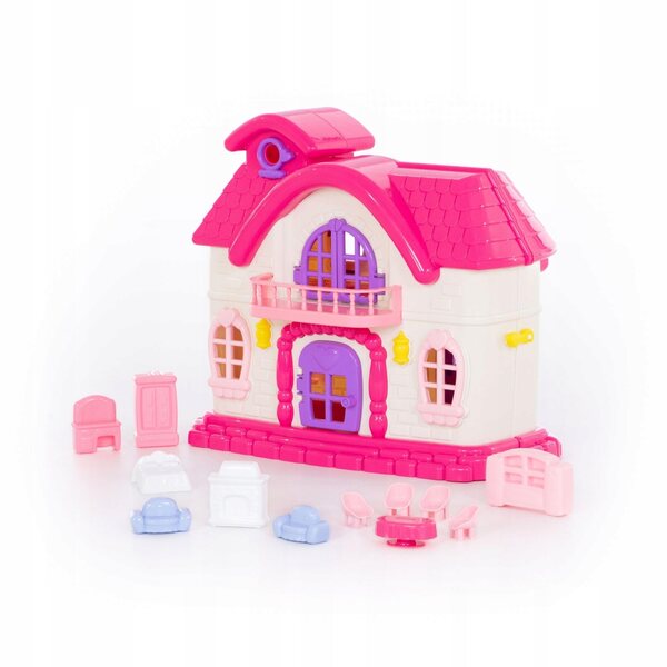 Fairy Tale Polesie Puppenhaus, 2 Ebenen mit Möbeln, 12 Elemente, rosa und lila