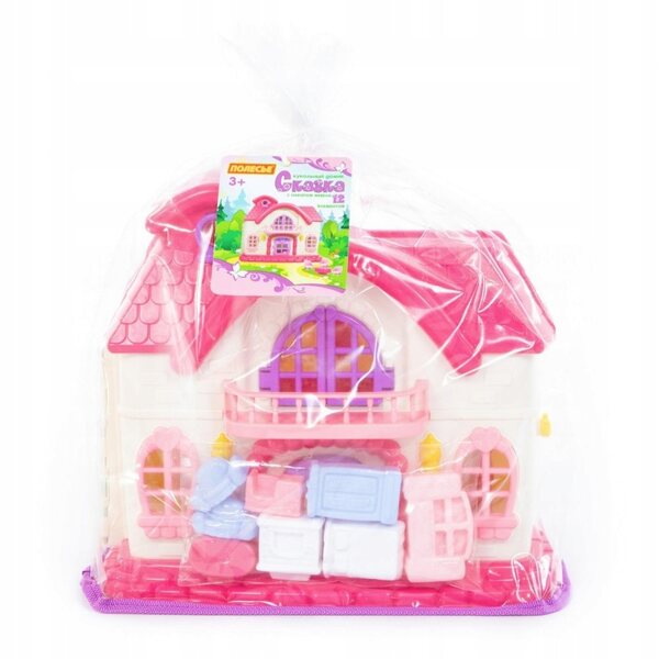 Fairy Tale Polesie Puppenhaus, 2 Ebenen mit Möbeln, 12 Elemente, rosa und lila