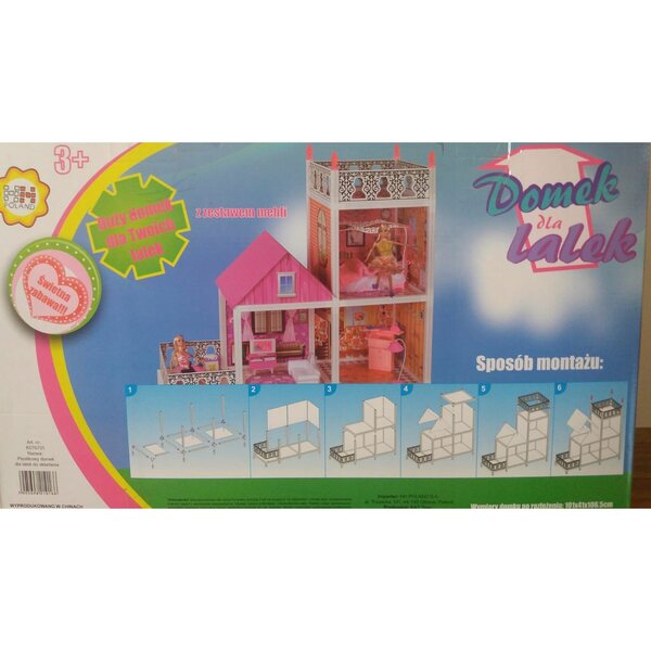Casetta per Bambole in Plastica PP 101x41x106,5 cm da 3 Anni in Su