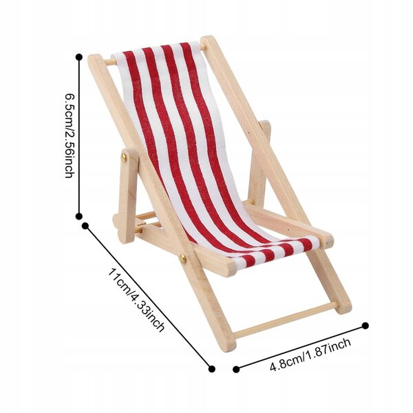 Mini sedia pieghevole per casa delle bambole scala 1:12 in legno e tessuto