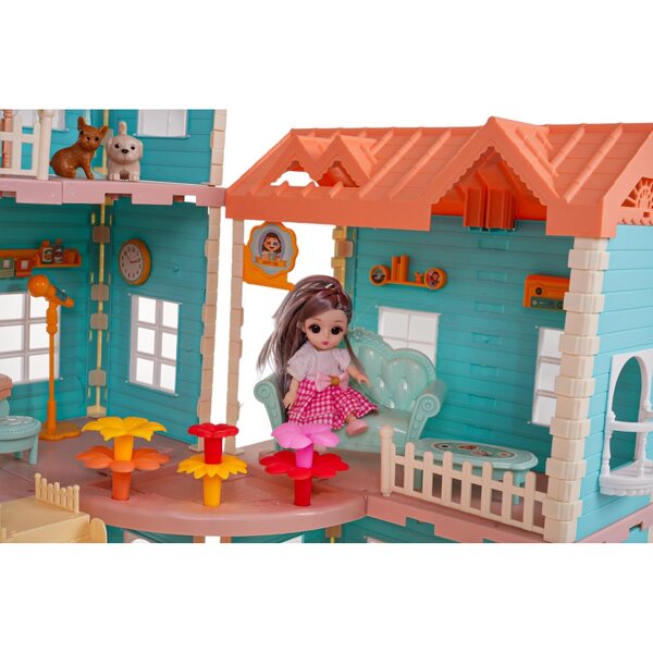 Interaktives Puppenhaus mit Licht, Rauch und Zubehör für Kinder ab 3 Jahren