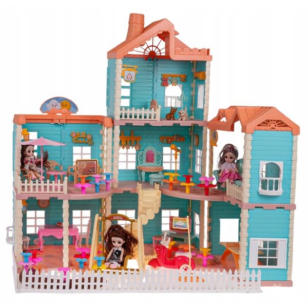 Interaktives Puppenhaus mit Licht, Rauch und Zubehör für Kinder ab 3 Jahren