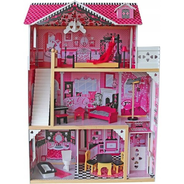 Infantastic Grande Casa delle Bambole in Legno con Luci LED e Arredi