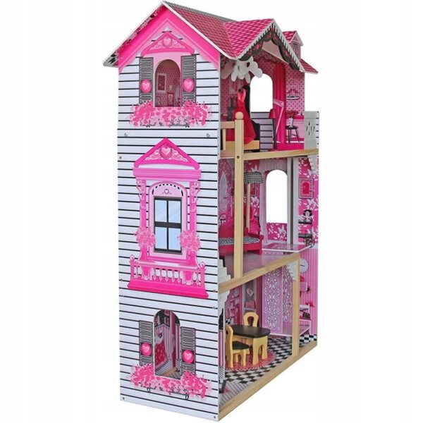 Infantastic Grande Casa delle Bambole in Legno con Luci LED e Arredi