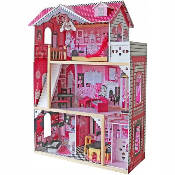 Infantastic Grande Casa delle Bambole in Legno con Luci LED e Arredi