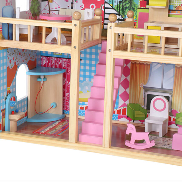 Casa delle bambole in legno Artik 90 cm con mobili e illuminazione a LED