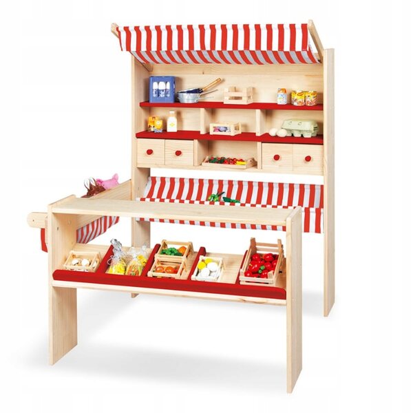 Pinolino LUCY Stoisko sklepowe Z4009 aus Holz mit Dach und Schubladen für Kinder