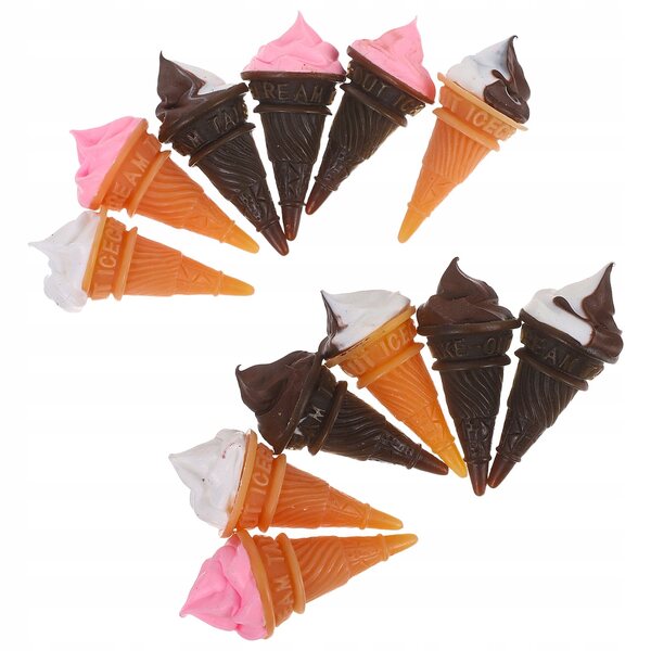 12 Mini-Eis am Stiel aus farbigem Kunstharz für Puppenhäuser, realistische Details
