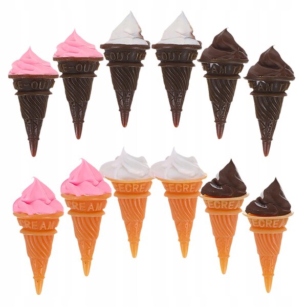12 Mini-Eis am Stiel aus farbigem Kunstharz für Puppenhäuser, realistische Details