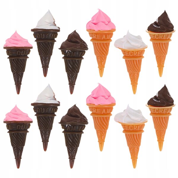 12 Mini-Eis am Stiel aus farbigem Kunstharz für Puppenhäuser, realistische Details
