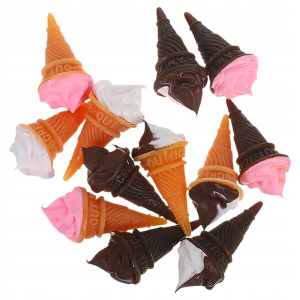 12 Mini-Eis am Stiel aus farbigem Kunstharz für Puppenhäuser, realistische Details