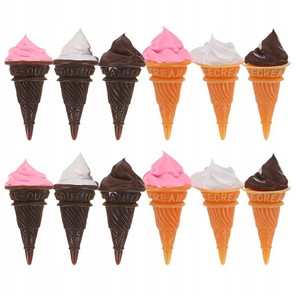 12 Mini-Eis am Stiel aus farbigem Kunstharz für Puppenhäuser, realistische Details