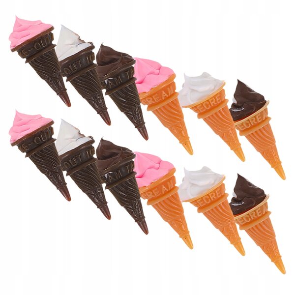 12 Mini-Eis am Stiel aus farbigem Kunstharz für Puppenhäuser, realistische Details
