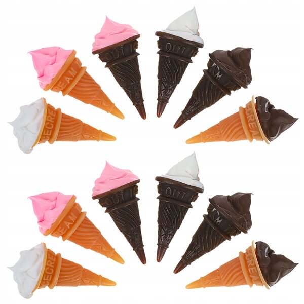 12 Mini-Eis am Stiel aus farbigem Kunstharz für Puppenhäuser, realistische Details