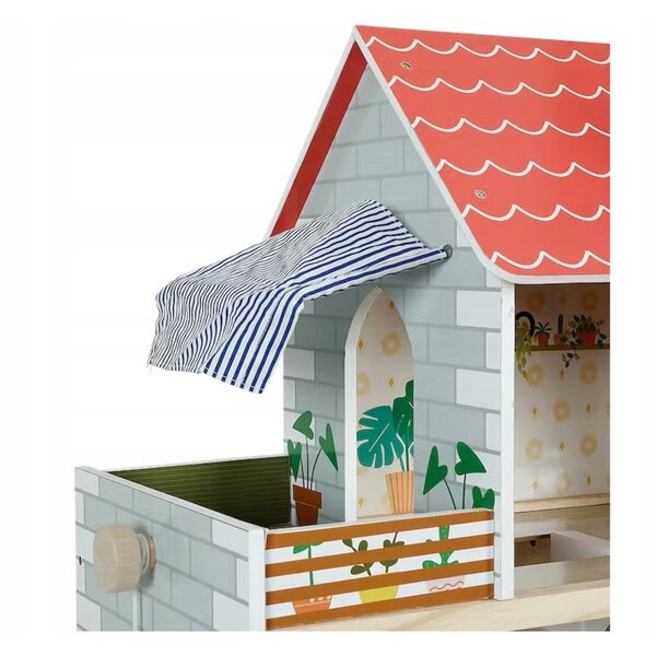 80 cm großes Puppenhaus aus Holz mit 3 Etagen und 5 Zimmern für Kinder ab 3 Jahren