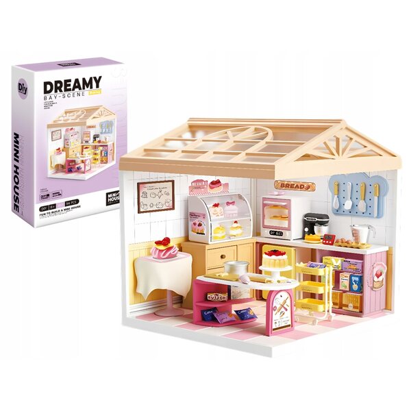 DIY Cukiernia-Hausminiatur mit LED-Beleuchtung – 94 Teile für Kinder ab 8 Jahren