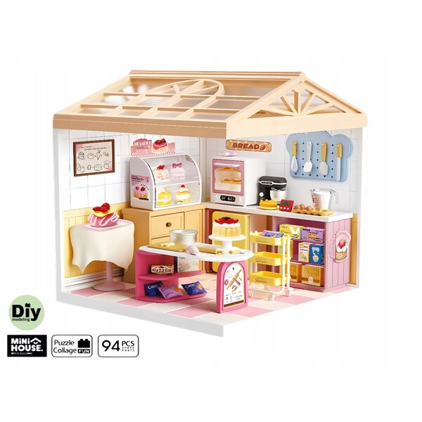 DIY Cukiernia-Hausminiatur mit LED-Beleuchtung – 94 Teile für Kinder ab 8 Jahren