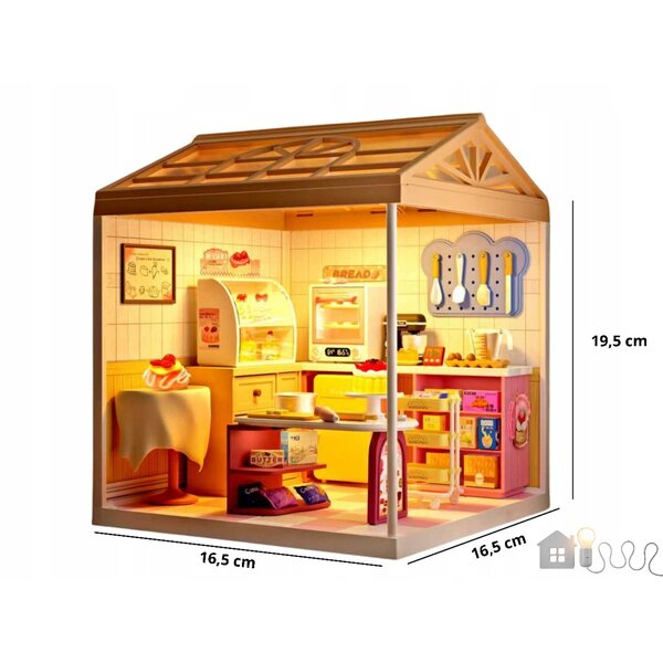 DIY Cukiernia-Hausminiatur mit LED-Beleuchtung – 94 Teile für Kinder ab 8 Jahren