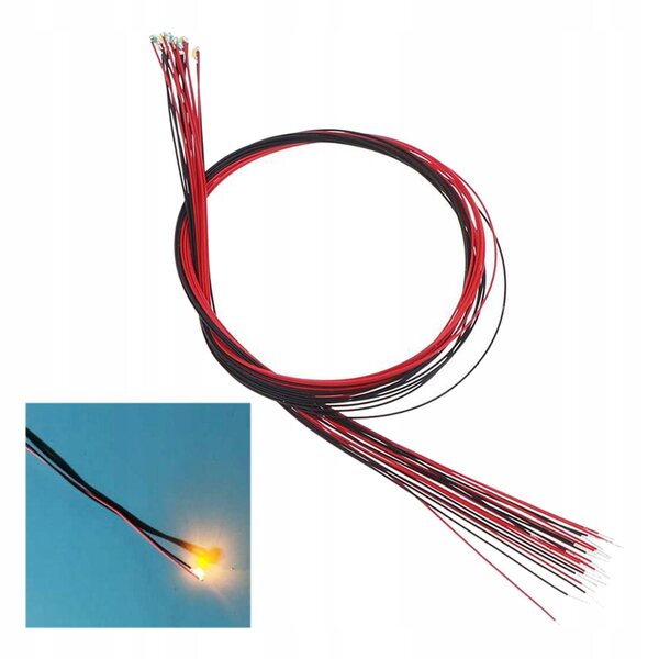 Lot de 20 LEDs SMD 0805 précâblées pour modélisme, lampadaires jaunes 30 cm
