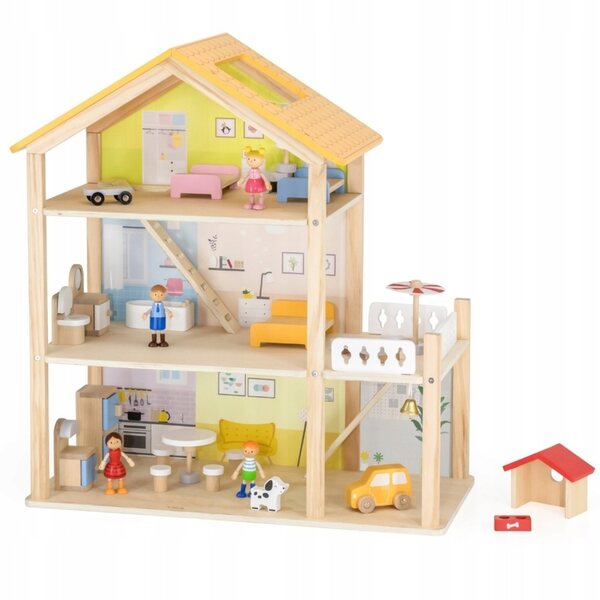 Casa delle bambole in legno Viga con mobili e accessori, per bambini 3+