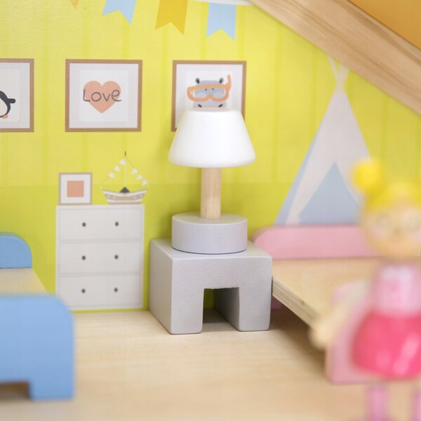 Casa delle bambole in legno Viga con mobili e accessori, per bambini 3+