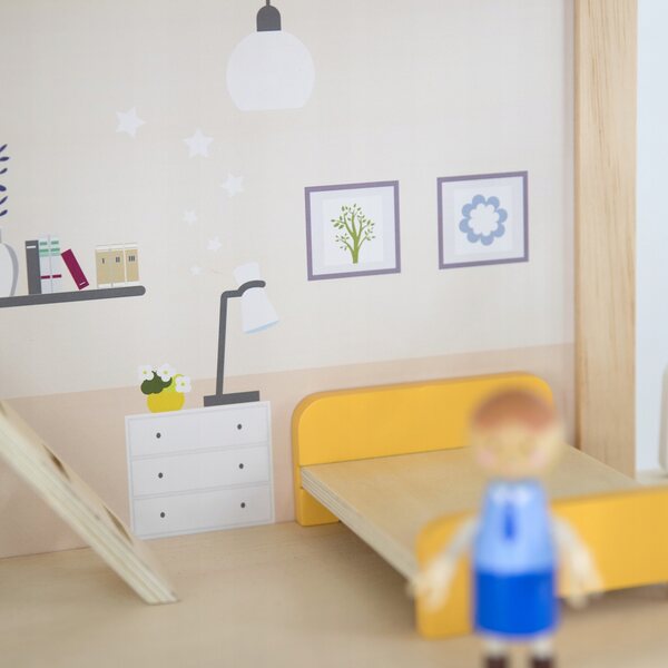 Casa delle bambole in legno Viga con mobili e accessori, per bambini 3+