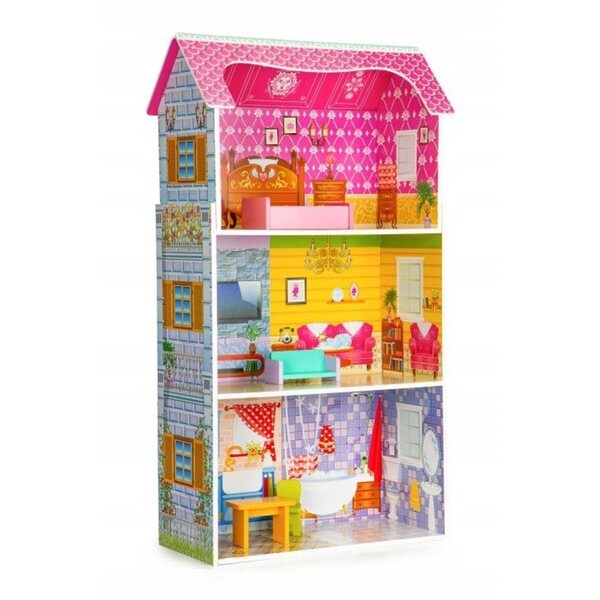 Ecotoys Rezydencja Słoneczna Puppenhaus aus Holz 95 cm für Kinder ab 3 Jahren