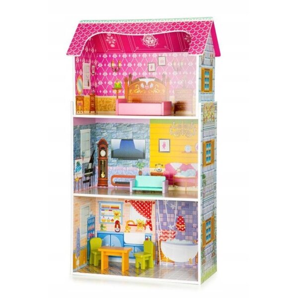 Ecotoys Rezydencja Słoneczna Puppenhaus aus Holz 95 cm für Kinder ab 3 Jahren