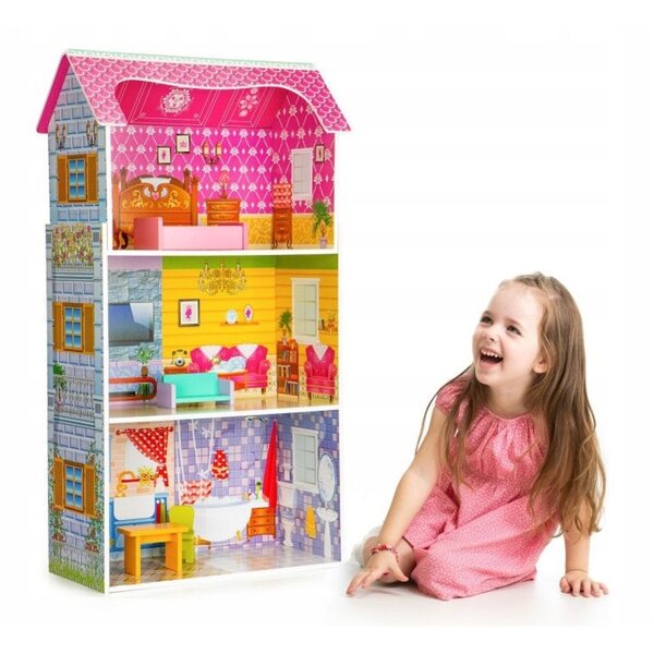 Ecotoys Rezydencja Słoneczna Puppenhaus aus Holz 95 cm für Kinder ab 3 Jahren