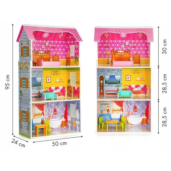 Ecotoys Rezydencja Słoneczna Puppenhaus aus Holz 95 cm für Kinder ab 3 Jahren