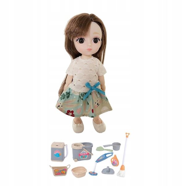 1/12 BJD-Puppe mit 12 flexiblen Gelenken und Reinigungsset, 16 cm