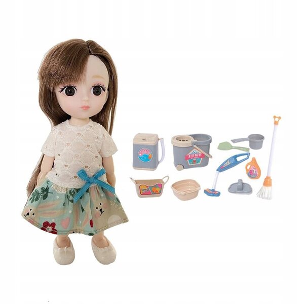 1/12 BJD-Puppe mit 12 flexiblen Gelenken und Reinigungsset, 16 cm